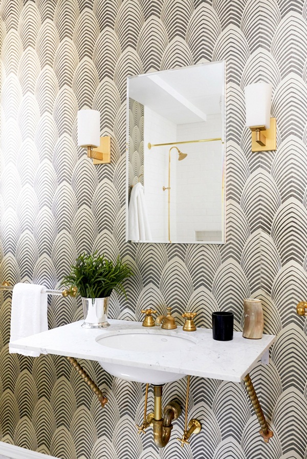 10 ý tưởng sử dụng giấy dán tường cho phòng tắm